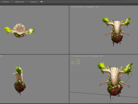 Cartoon Dryad - Tree Elf 3D Model