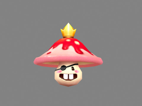 Cartoon Red Mushroom Monster - Poisonous Mushroom King 3Dモデル