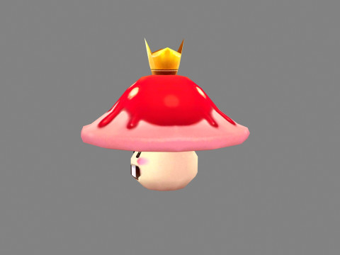 Cartoon Red Mushroom Monster - Poisonous Mushroom King 3D Model