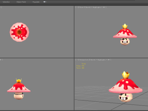 Cartoon Red Mushroom Monster - Poisonous Mushroom King 3D Model