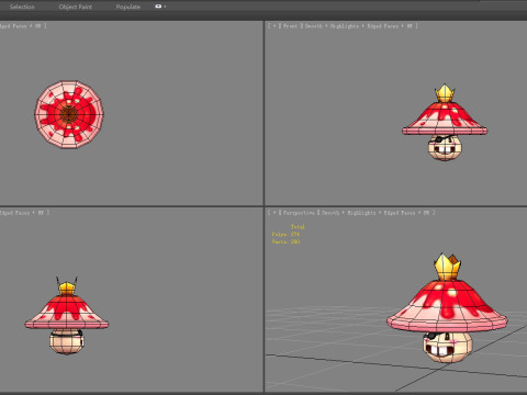 Cartoon Red Mushroom Monster - Poisonous Mushroom King 3D Model