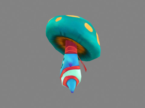 Cartoon Bule Mushroom Monster - Poisonous Mushroom Modelo 3D