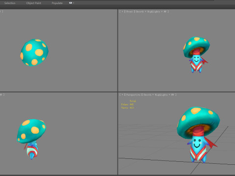 Cartoon Bule Mushroom Monster - Poisonous Mushroom Modelo 3D