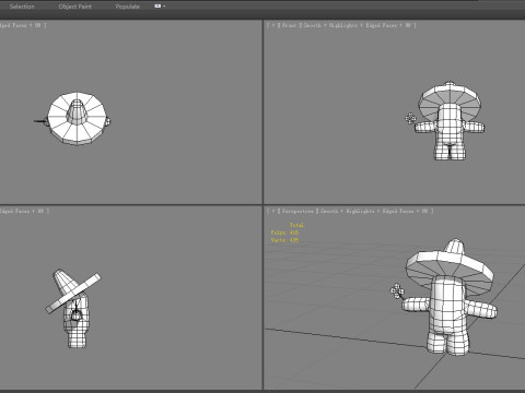 Cartoon Straw Hat Cactus Monster 3D Model