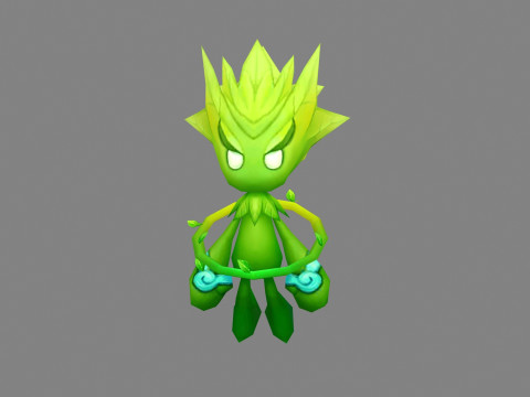 Cartoon forest elf - Green summoned beast Modèle 3D
