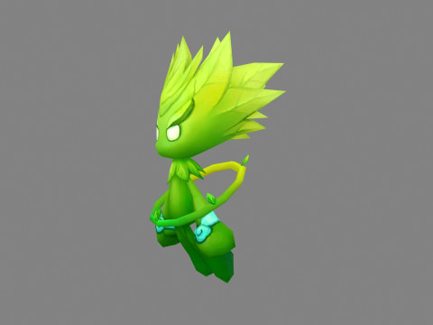 Cartoon forest elf - Green summoned beast 3D मॉडल