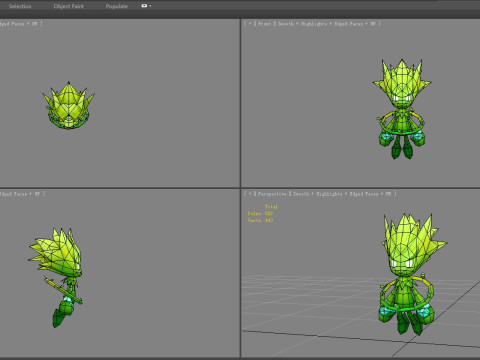 Cartoon forest elf - Green summoned beast 3D मॉडल