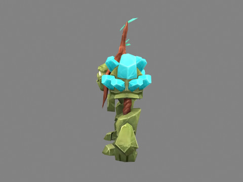 Cartoon blue crystal stone monster - rock devil 3D Model