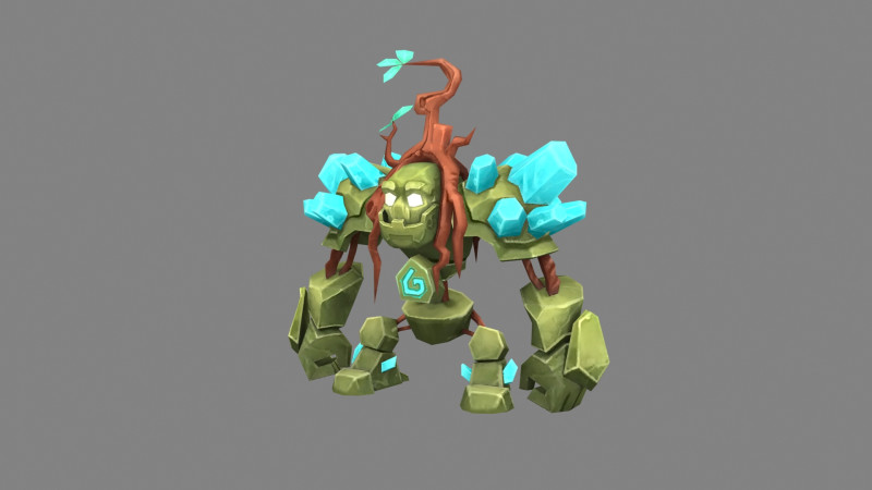 Cartoon blue crystal stone monster - rock devil 3D Model .c4d .max .obj .3ds .fbx .stl .blend 
