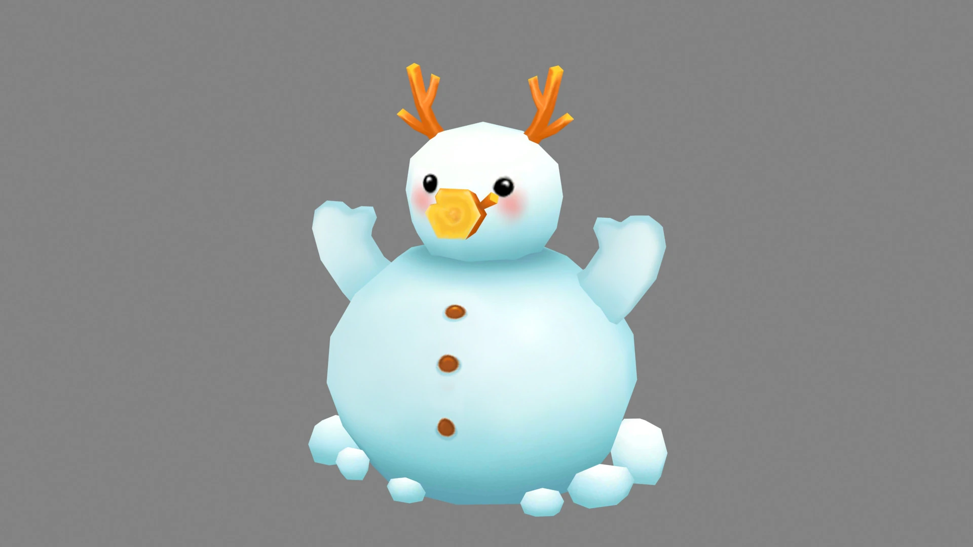 Cartoon Antlers Snowman 3D Model .c4d .max .obj .3ds .fbx .stl .blend