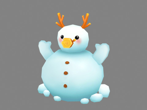 Cartoon Antlers Snowman 3D Model