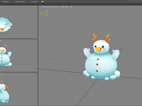Cartoon Antlers Snowman Modelo 3D