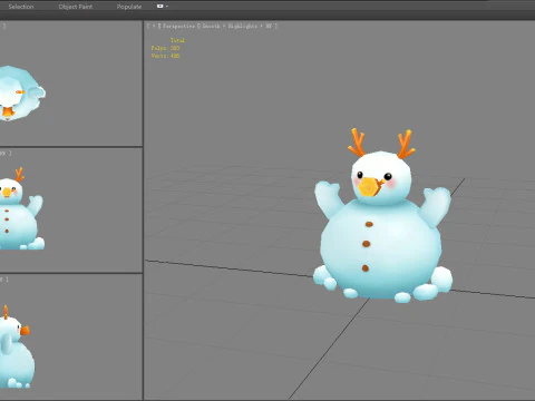 Cartoon Antlers Snowman 3D Model