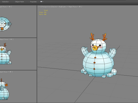 Cartoon Antlers Snowman Modelo 3D