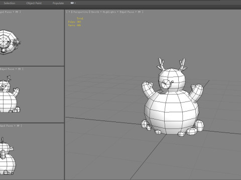 Cartoon Antlers Snowman Modelo 3D