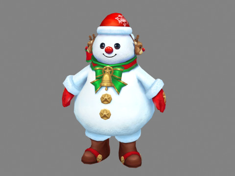 Cartoon christmas snowman character 3D Model