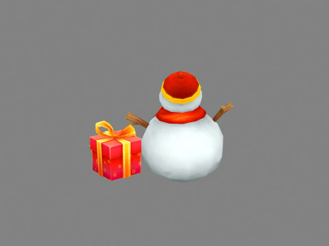 Cartoon snowman and gift boxes 3D 模型