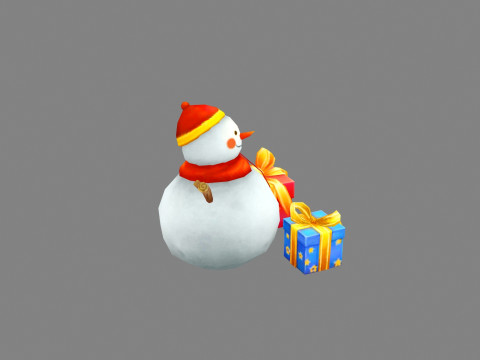 Cartoon snowman and gift boxes 3D 模型