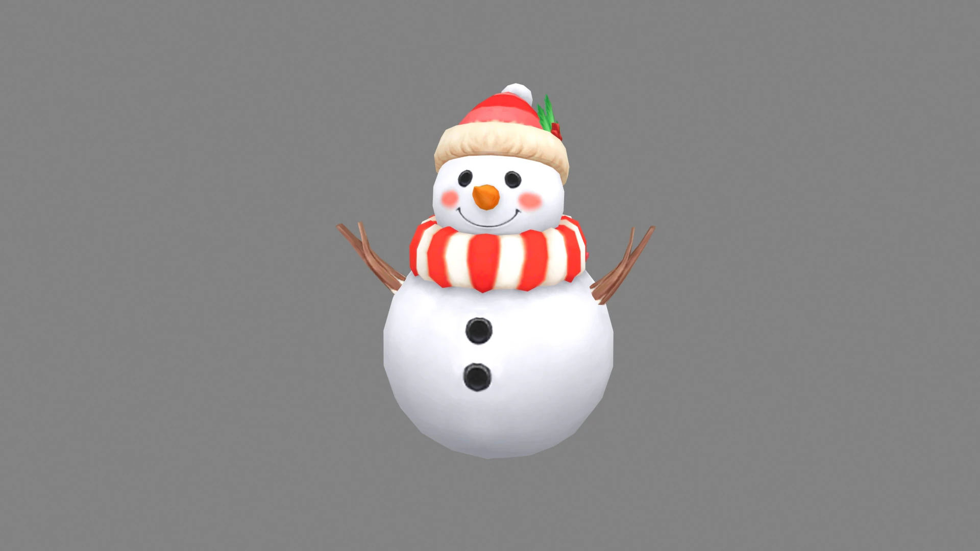 Cartoon snowman wearing scarf and hat 3D Model .c4d .max .obj .3ds .fbx .stl .blend 
