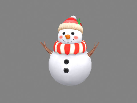 Cartoon snowman wearing scarf and hat Modelo 3D