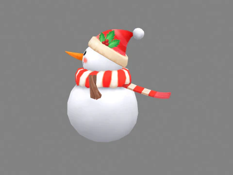 Cartoon snowman wearing scarf and hat 3D Model