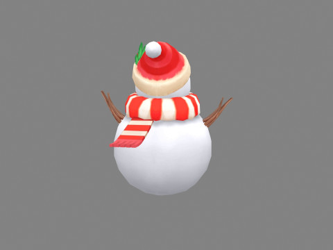 Cartoon snowman wearing scarf and hat 3D 모델