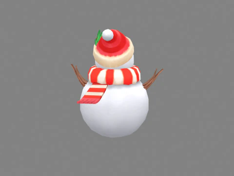 Cartoon snowman wearing scarf and hat 3D Model