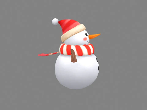 Cartoon snowman wearing scarf and hat 3D Model