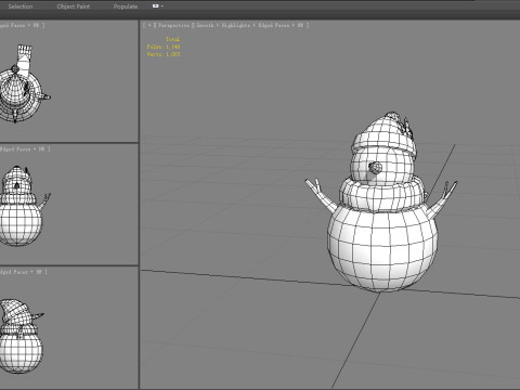 Cartoon snowman wearing scarf and hat 3D 모델