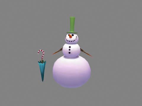 Cartoon Umbrella Gentleman Snowman Model 3D