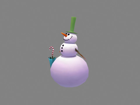Cartoon Umbrella Gentleman Snowman Modello 3D