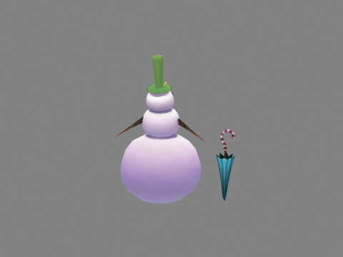 Cartoon Umbrella Gentleman Snowman Modello 3D