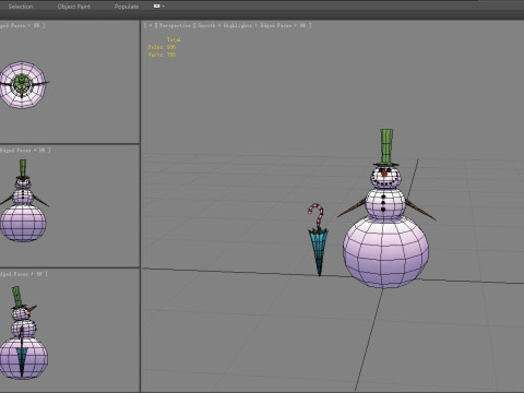 Cartoon Umbrella Gentleman Snowman Modello 3D