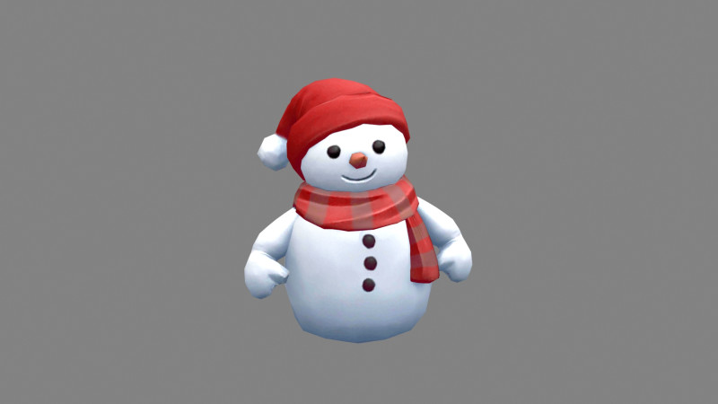 Cartoon scarf snowman character 3D Model .c4d .max .obj .3ds .fbx .stl .blend 
