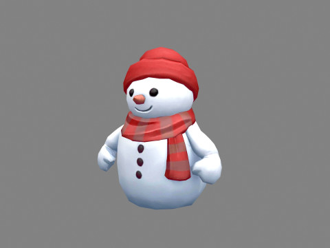 Cartoon scarf snowman character 3D Model