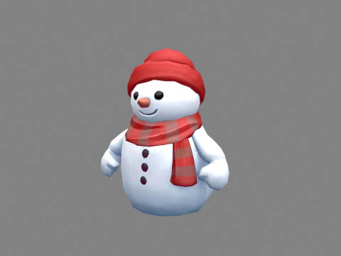 Cartoon scarf snowman character 3D Model