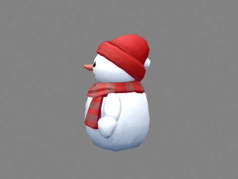 Cartoon scarf snowman character 3D Model