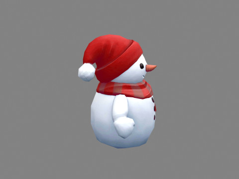 Cartoon scarf snowman character 3D Model