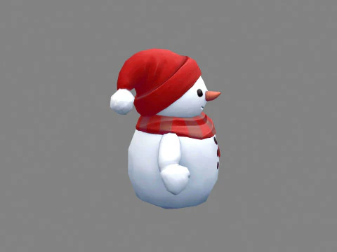 Cartoon scarf snowman character 3D Model