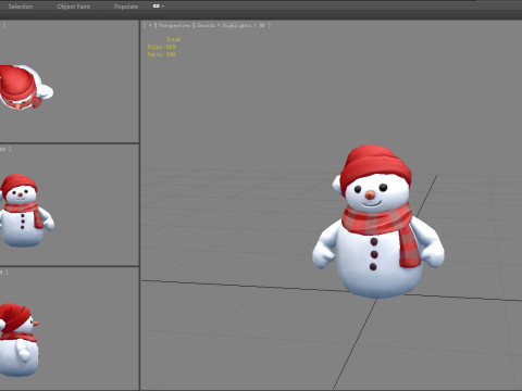 Cartoon scarf snowman character 3D Model