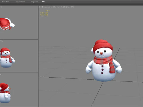 Cartoon scarf snowman character 3D Model