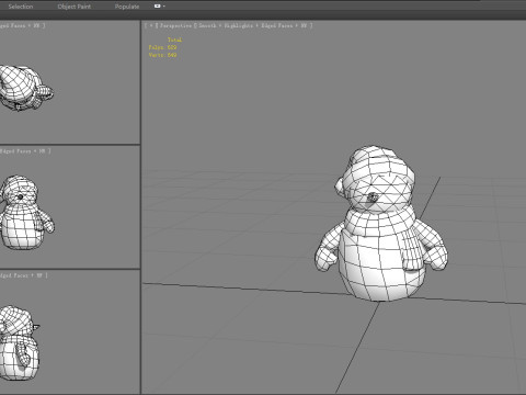 Cartoon scarf snowman character 3D Model