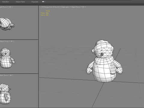 Cartoon scarf snowman character 3D Model