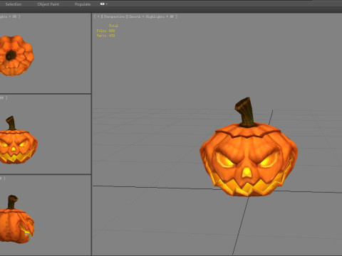 Cartoon pumpkin lantern - dark 3D Model