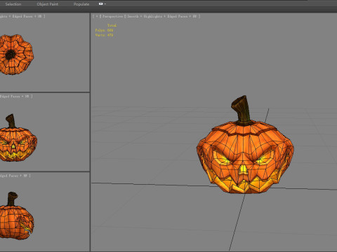 Cartoon pumpkin lantern - dark 3D Model