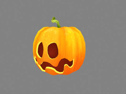 Cartoon Smiley Pumpkin - Sad 3D Model