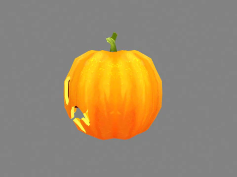 Cartoon Smiley Pumpkin - Sad 3D Model