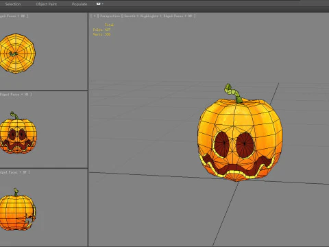 Cartoon Smiley Pumpkin - Sad 3D Model