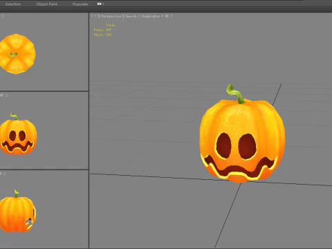 Cartoon Smiley Pumpkin - Sad 3D Model