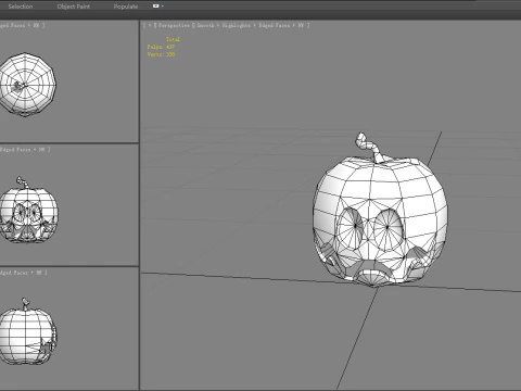 Cartoon Smiley Pumpkin - Sad 3D Model